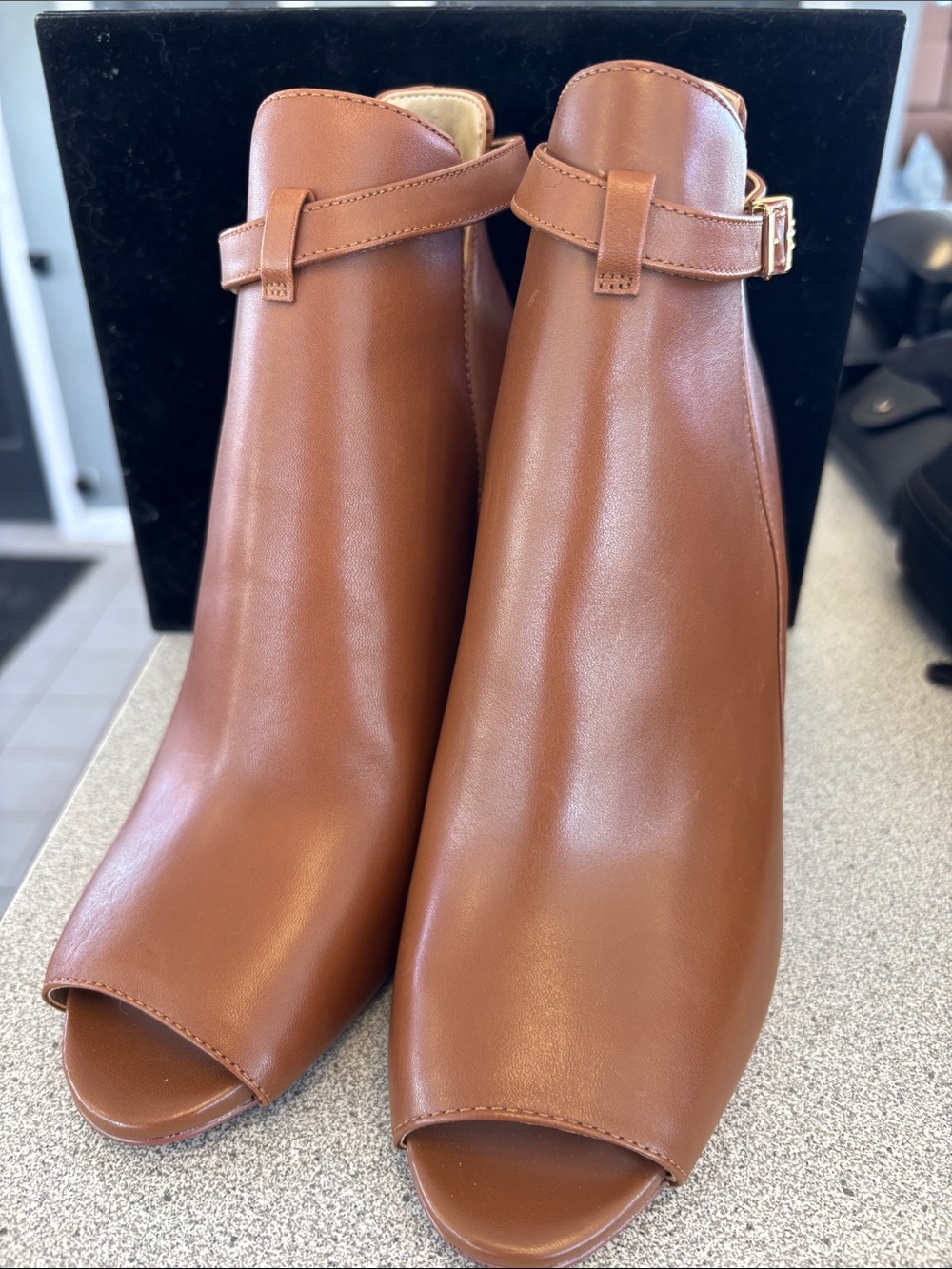 MICHAEL Michael Kors Brown Leather Peep-Toe Shoes